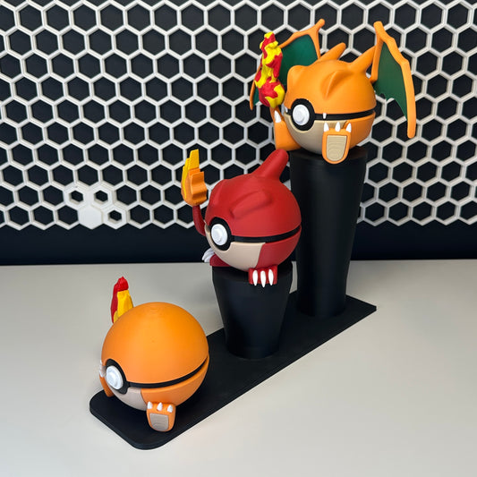 Pack Trío Fuego — 3 Figuras + Expositor Magnético