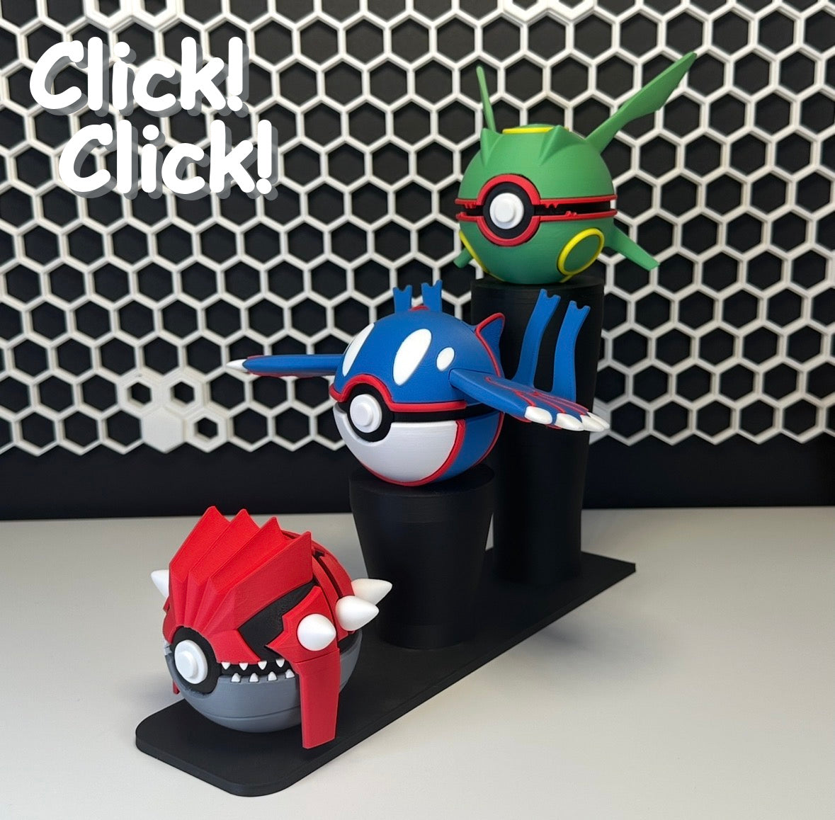 Pack Trío de Titanes — 3 Figuras + Expositor Magnético — Clicker version