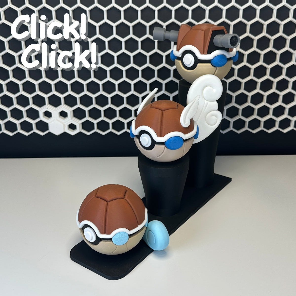 Pack Trío Agua — 3 Figuras + Expositor Magnético — Clicker version